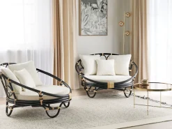 Conjunto De 2 Camas De Jardim Em Rattan Preto Rossano