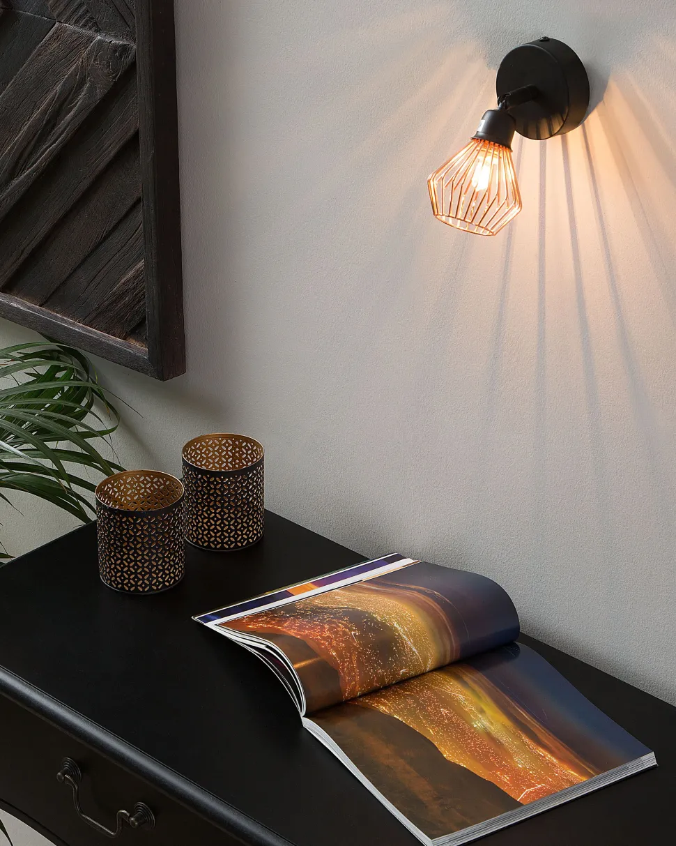 Conjunto De 2 Candeeiros De Parede Em Metal Cobre Volga