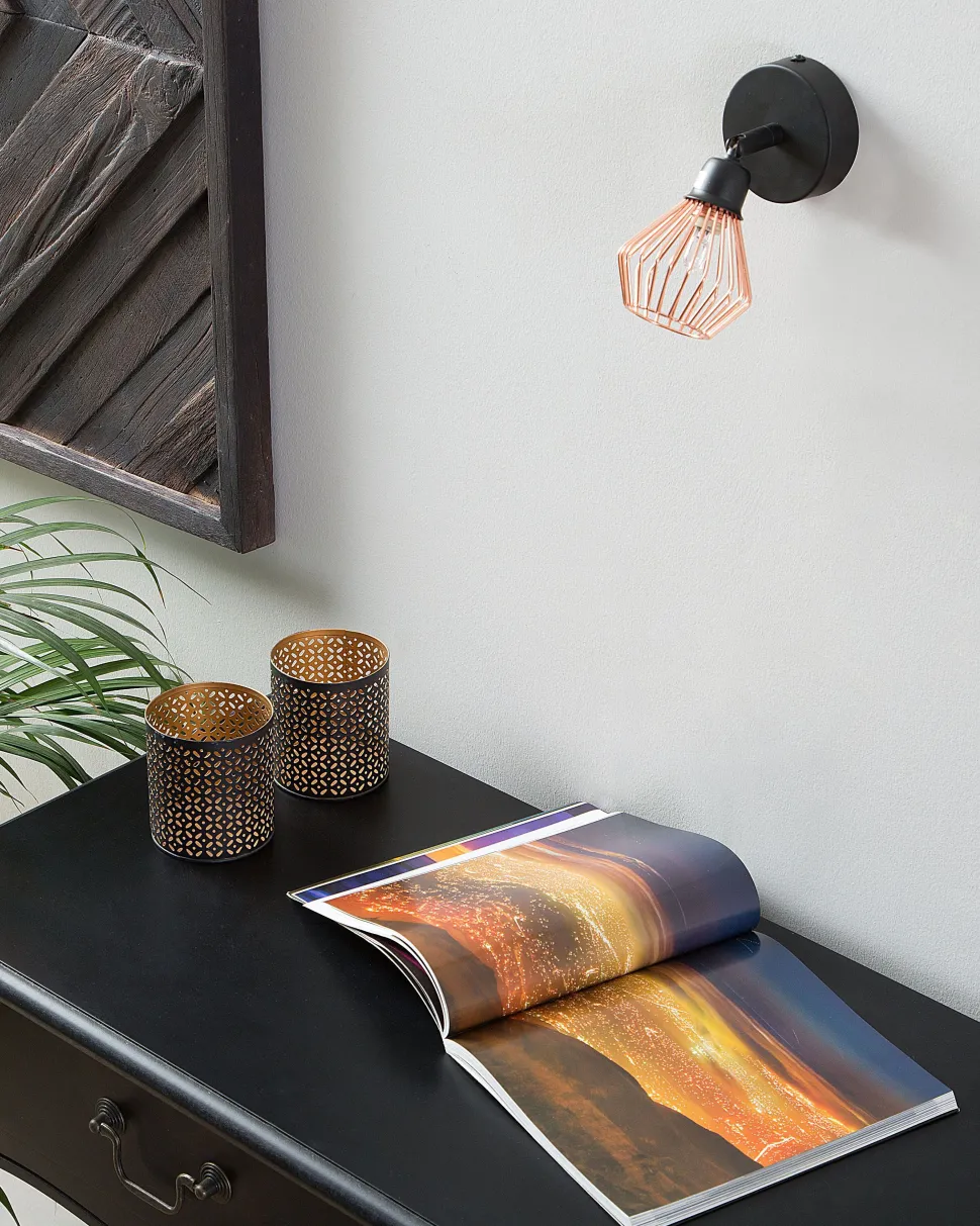 Conjunto De 2 Candeeiros De Parede Em Metal Cobre Volga