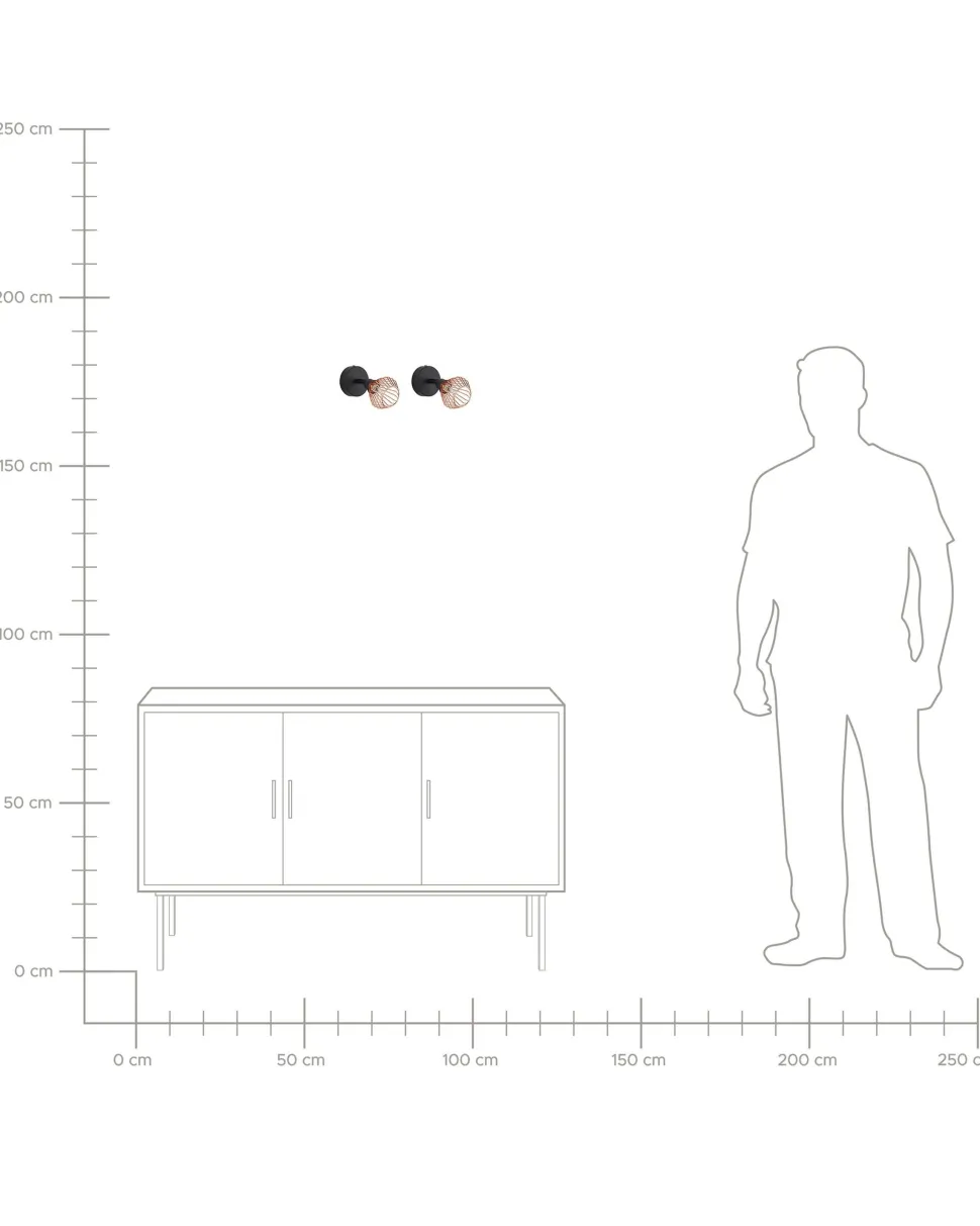 Conjunto De 2 Candeeiros De Parede Em Metal Cobre Volga