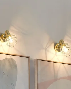 Conjunto De 2 Candeeiros De Parede Dourados Chenab