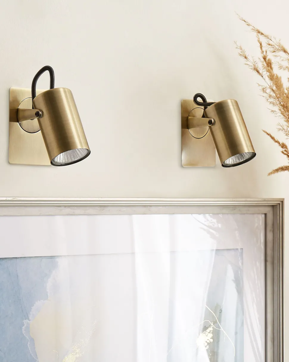 Conjunto De 2 Candeeiros De Parede Em Metal Cor De Bronze Klip