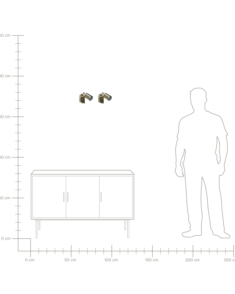 Conjunto De 2 Candeeiros De Parede Em Metal Cor De Bronze Klip