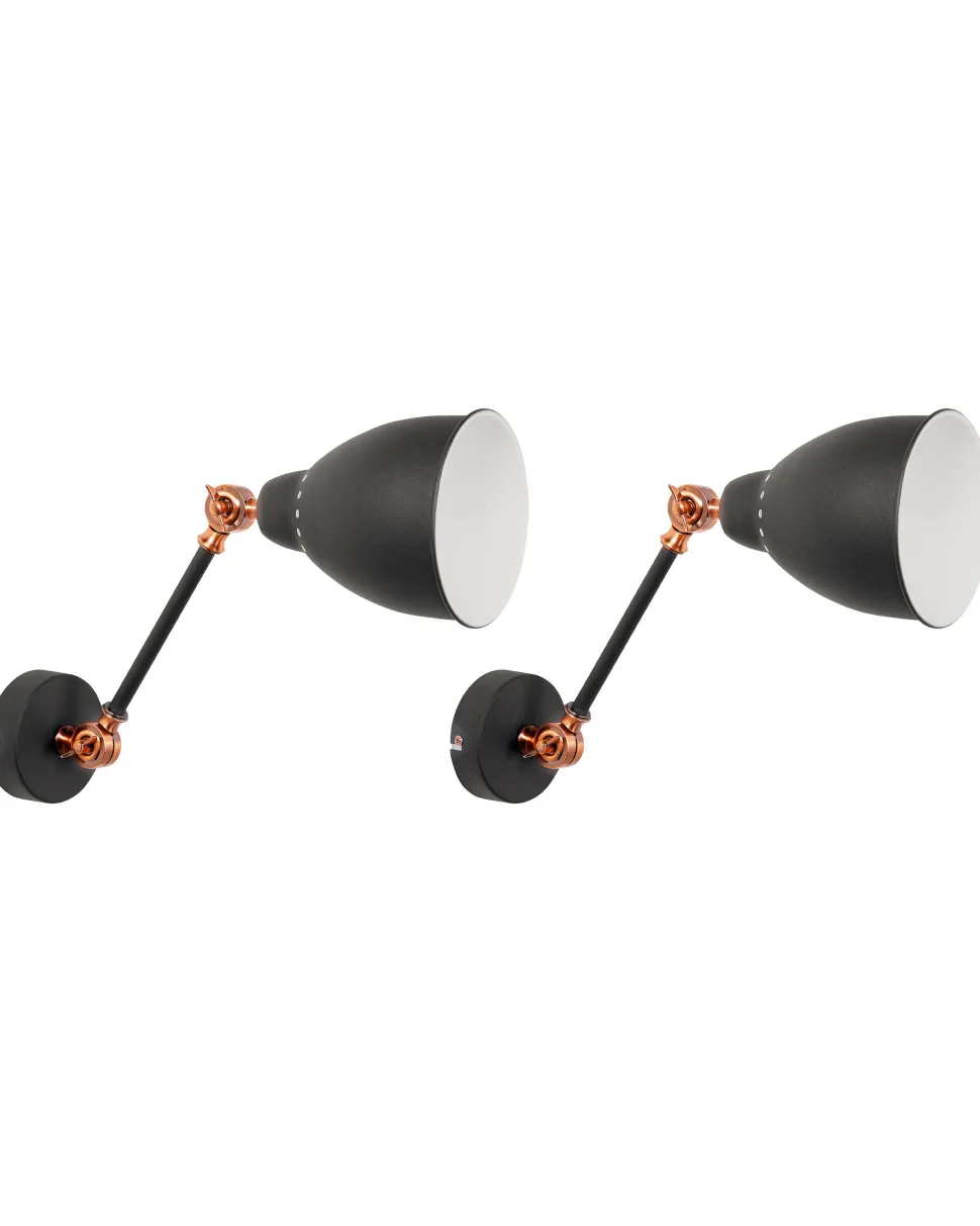 Conjunto De 2 Candeeiros De Parede Cinzento Grafite Mississippi M