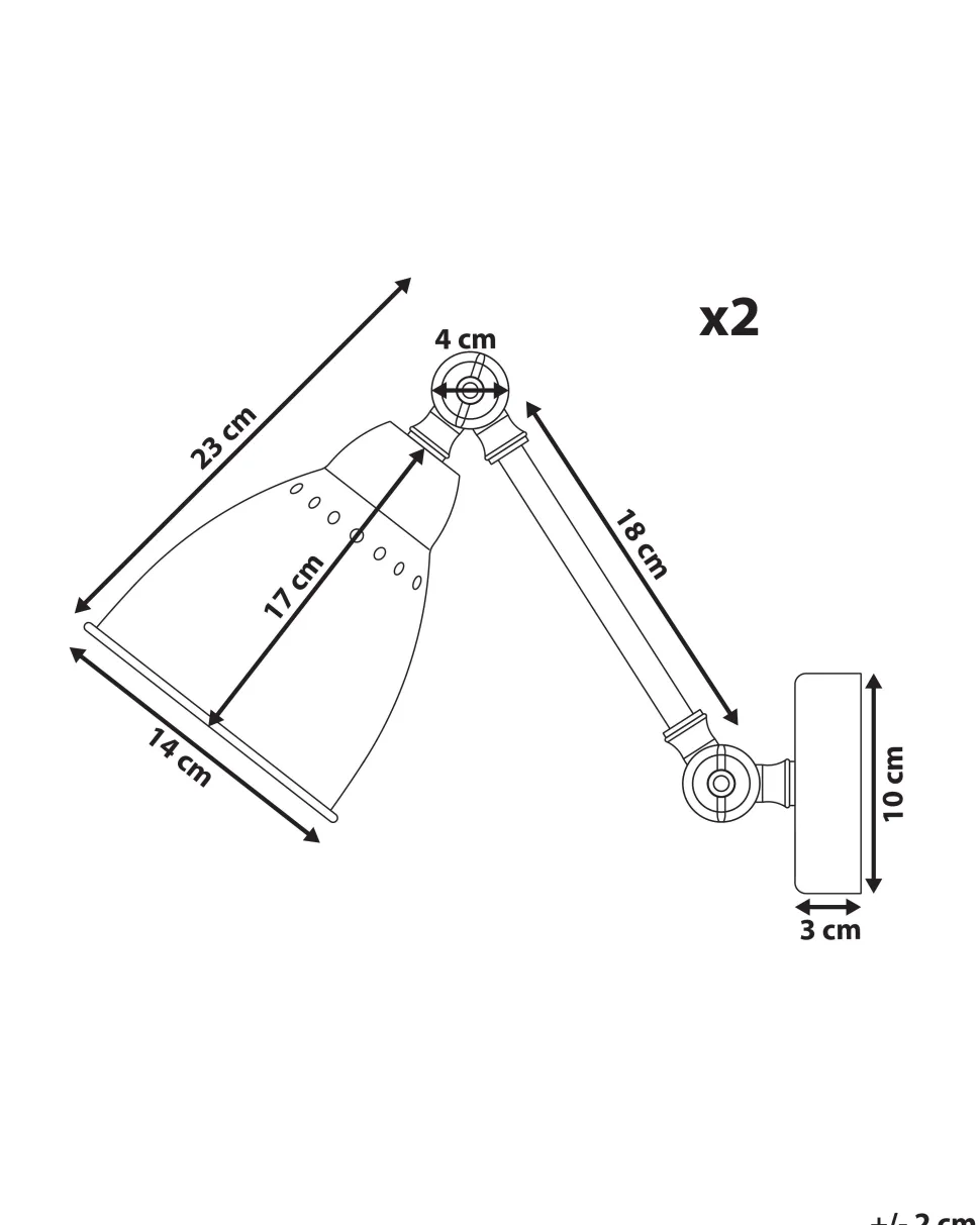 Conjunto De 2 Candeeiros De Parede Cinzento Grafite Mississippi M
