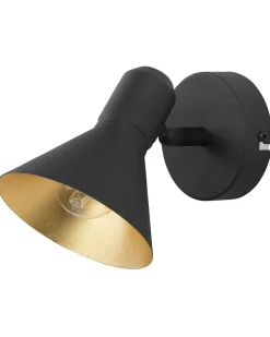Conjunto De 2 Candeeiros De Parede Em Metal Preto E Dourado Mersey I
