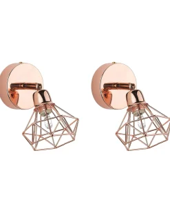 Conjunto De 2 Candeeiros De Parede Em Metal Cobreado Erma