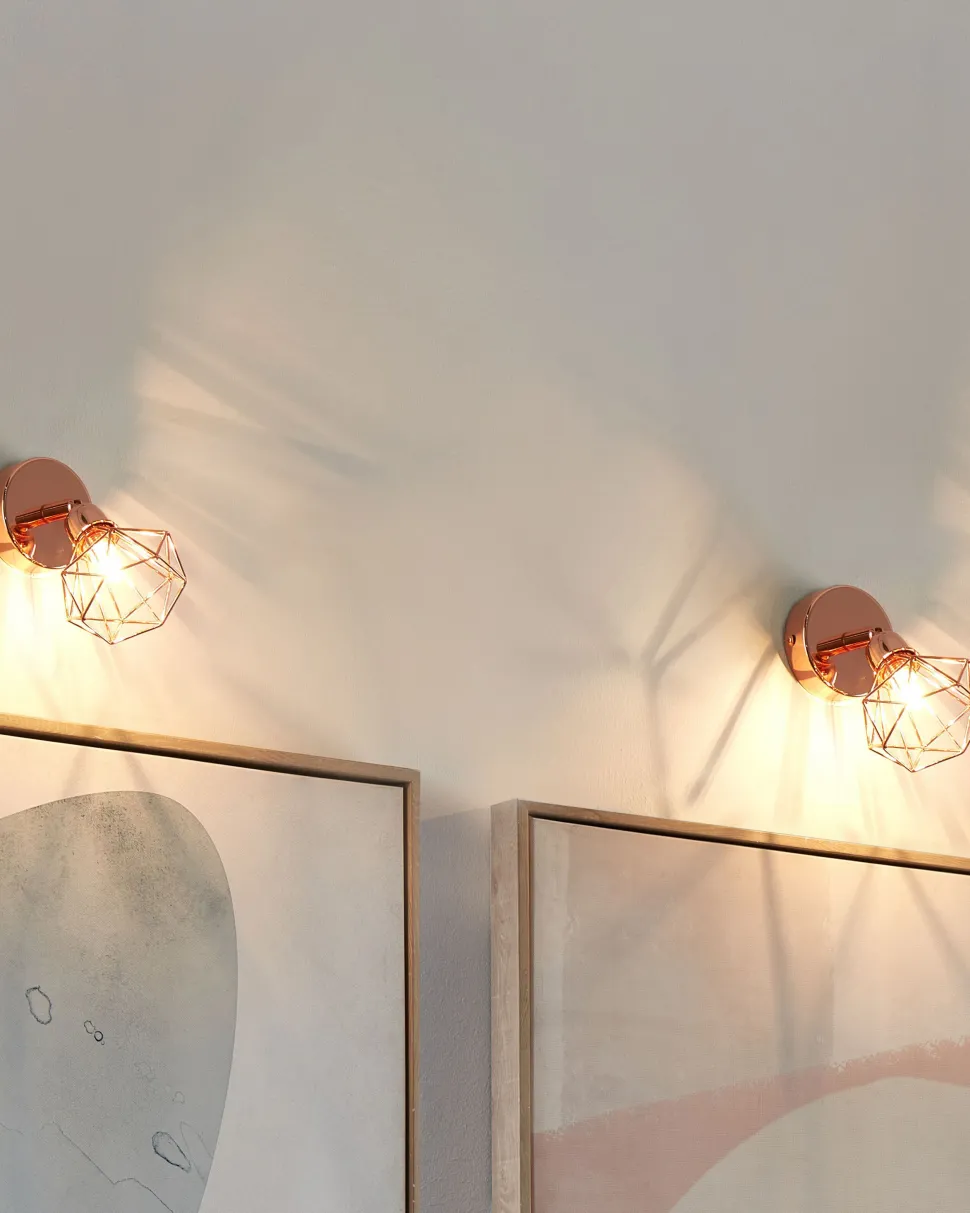 Conjunto De 2 Candeeiros De Parede Em Metal Cobreado Erma