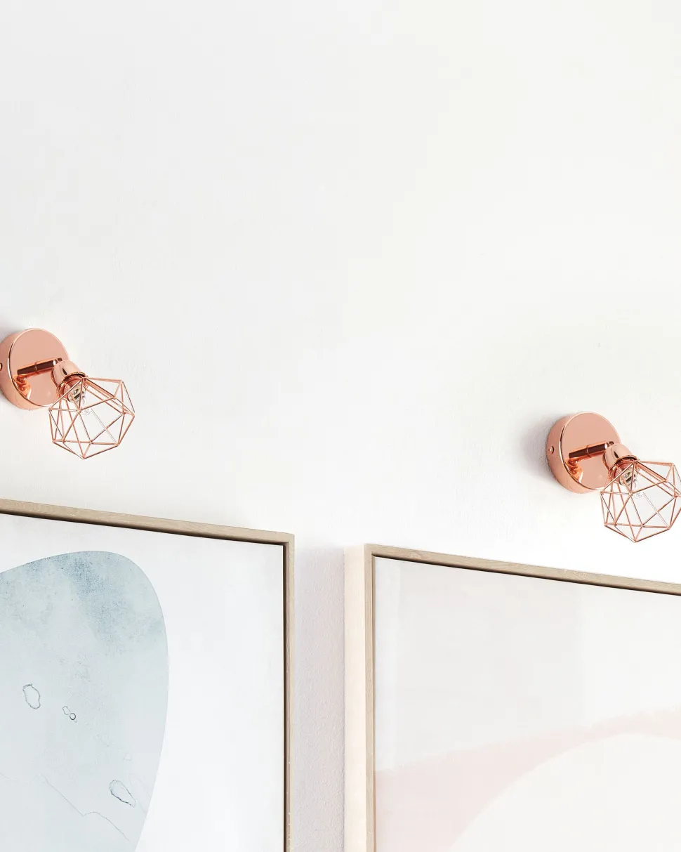 Conjunto De 2 Candeeiros De Parede Em Metal Cobreado Erma