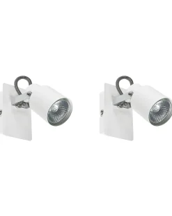 Conjunto De 2 Candeeiros De Parede Em Metal Branco Bonte