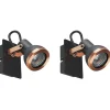 Conjunto De 2 Candeeiros De Parede Em Metal Preto E Cor De Cobre Baro