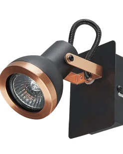 Conjunto De 2 Candeeiros De Parede Em Metal Preto E Cor De Cobre Baro