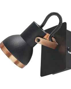 Conjunto De 2 Candeeiros De Parede Em Metal Preto E Cor De Cobre Baro