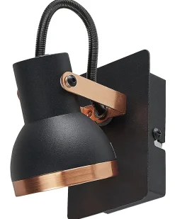 Conjunto De 2 Candeeiros De Parede Em Metal Preto E Cor De Cobre Baro