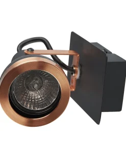 Conjunto De 2 Candeeiros De Parede Em Metal Preto E Cor De Cobre Baro