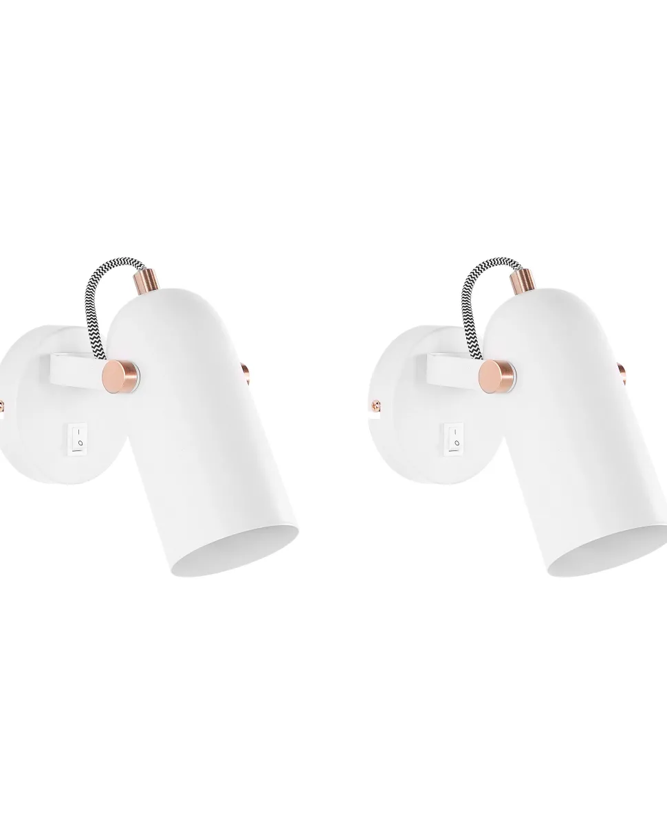 Conjunto De 2 Candeeiros De Parede Em Metal Branco Tyria