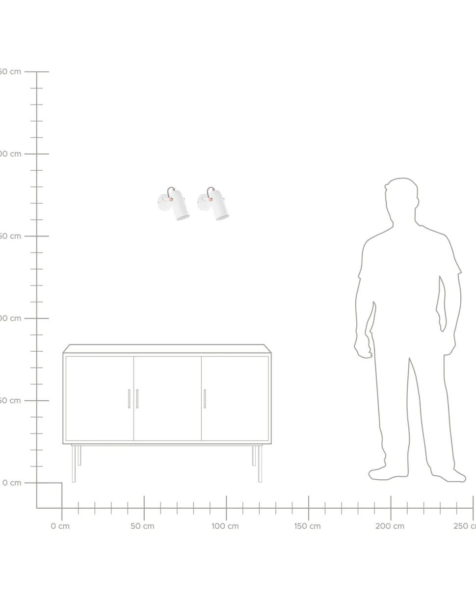 Conjunto De 2 Candeeiros De Parede Em Metal Branco Tyria