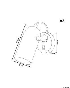 Conjunto De 2 Candeeiros De Parede Em Metal Branco Tyria