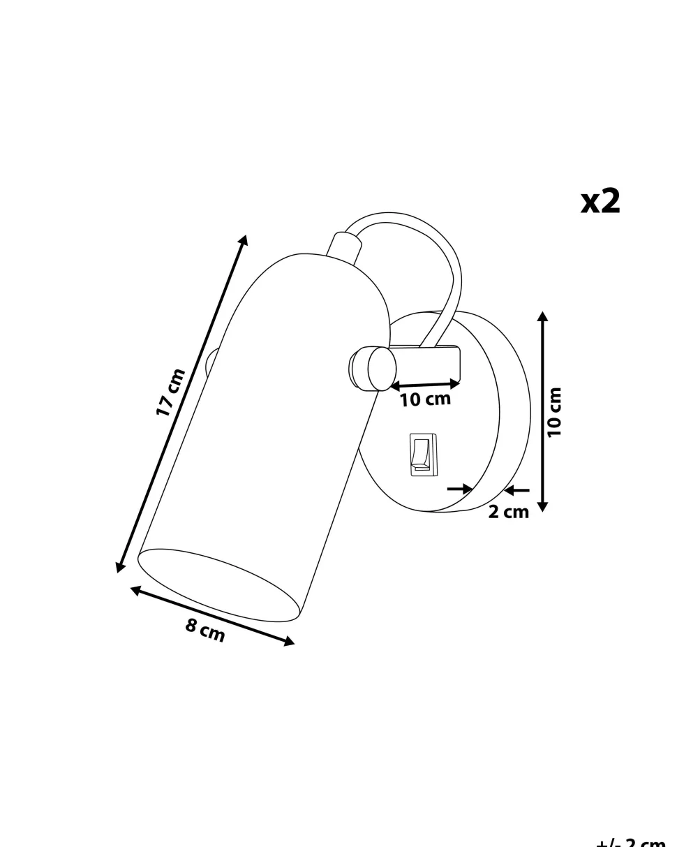 Conjunto De 2 Candeeiros De Parede Em Metal Branco Tyria