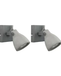 Conjunto De 2 Candeeiros De Parede Em Betao Cinzento Mistago I