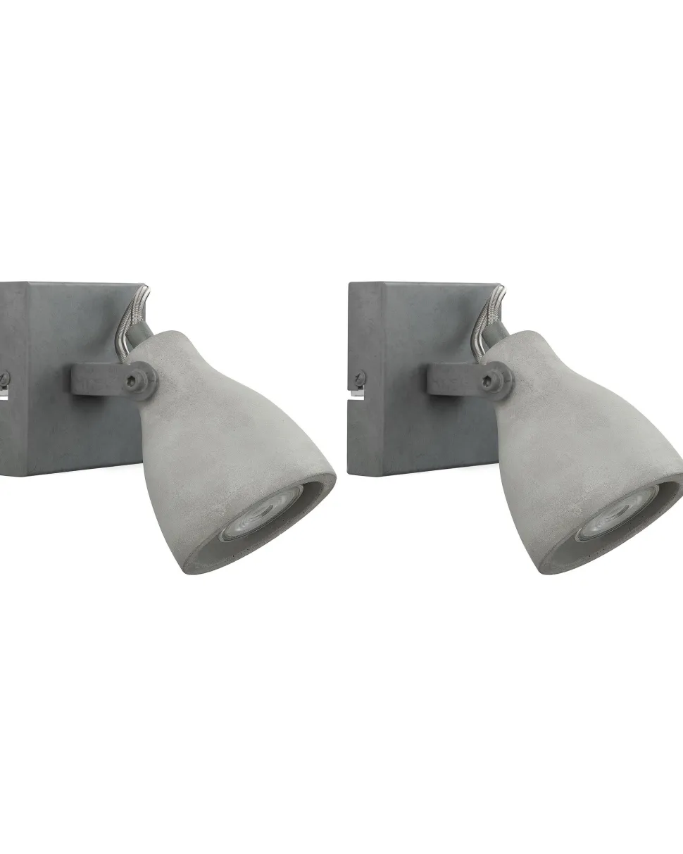 Conjunto De 2 Candeeiros De Parede Em Betao Cinzento Mistago I