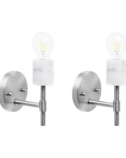 Conjunto De 2 Candeeiros De Parede Em Metal Cromado Armeria