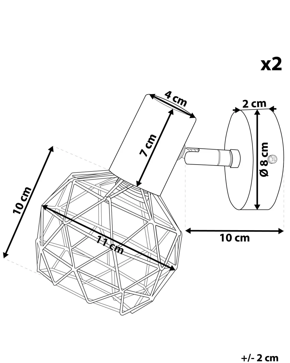 Conjunto De 2 Candeeiros De Parede Cobre Chenab