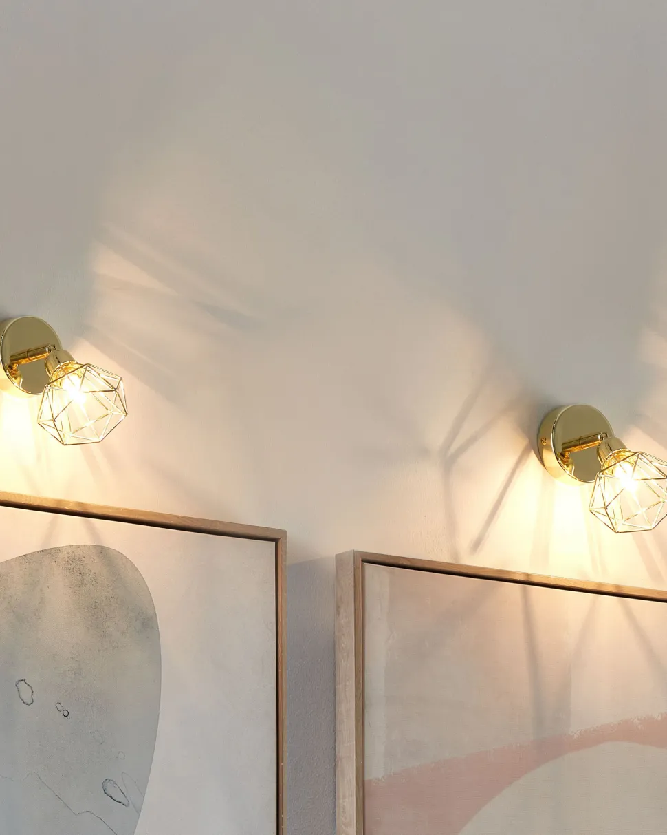 Conjunto De 2 Candeeiros De Parede Em Metal Dourado Erma