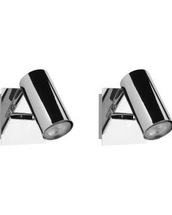 Conjunto De 2 Candeeiros De Parede Em Metal Prateado Rosetta