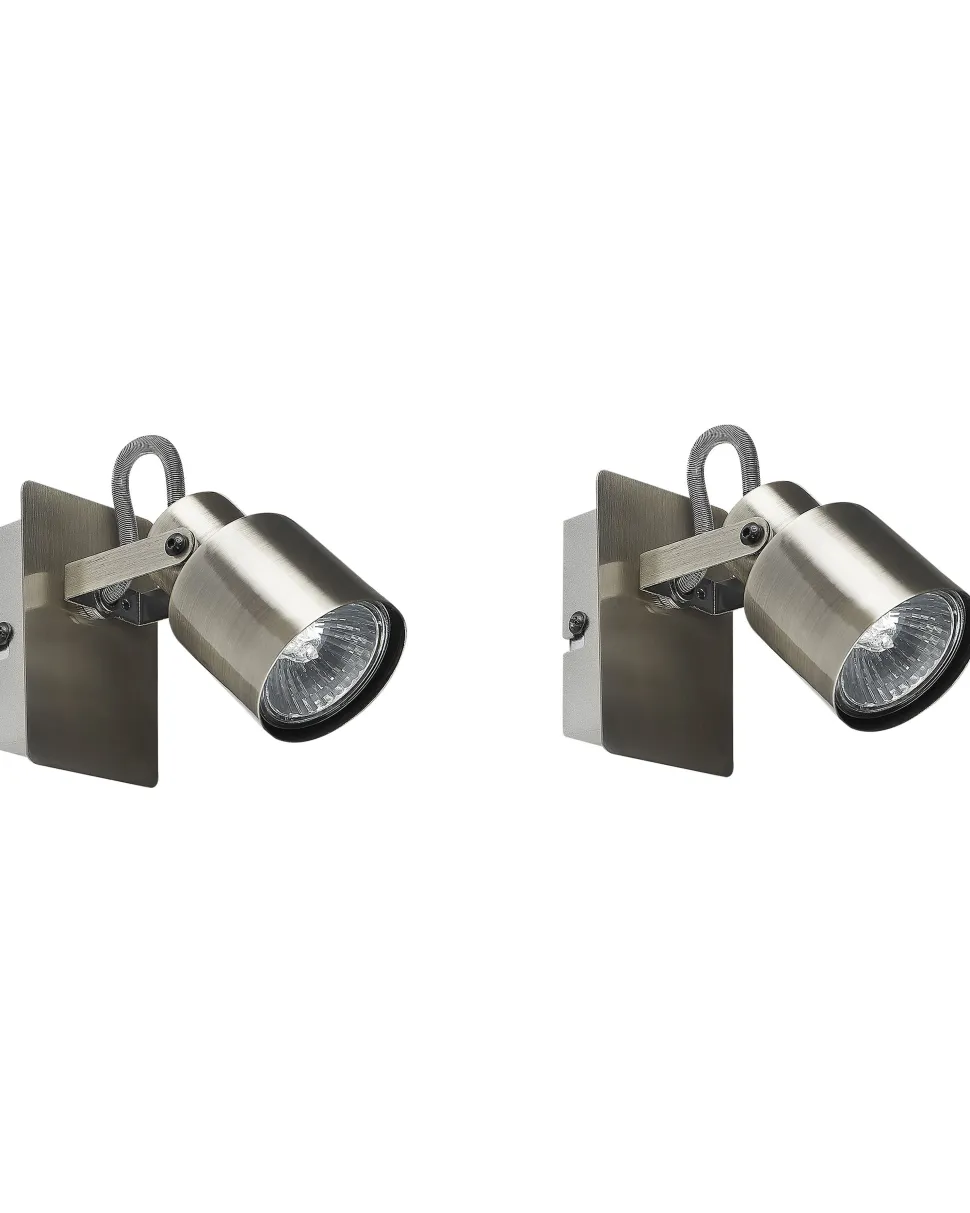 Conjunto De 2 Candeeiros De Parede Em Metal Prateado Bonte