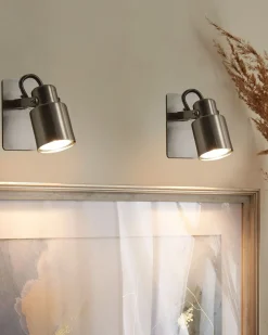 Conjunto De 2 Candeeiros De Parede Em Metal Prateado Bonte