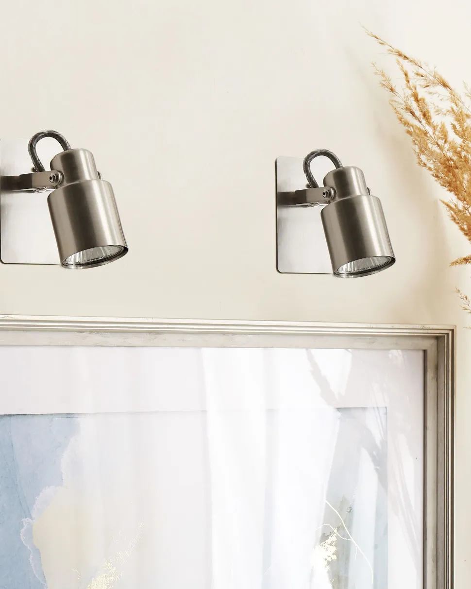 Conjunto De 2 Candeeiros De Parede Em Metal Prateado Bonte