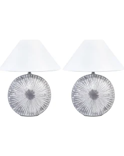 Conjunto De 2 Candeeiros De Mesa Cinzentos 38 Cm Yuna
