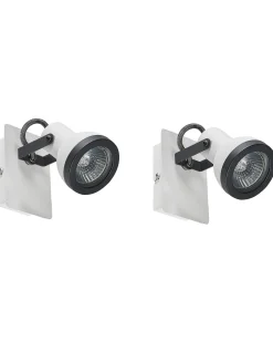 Conjunto De 2 Candeeiros De Parede Em Metal Preto E Branco Baro