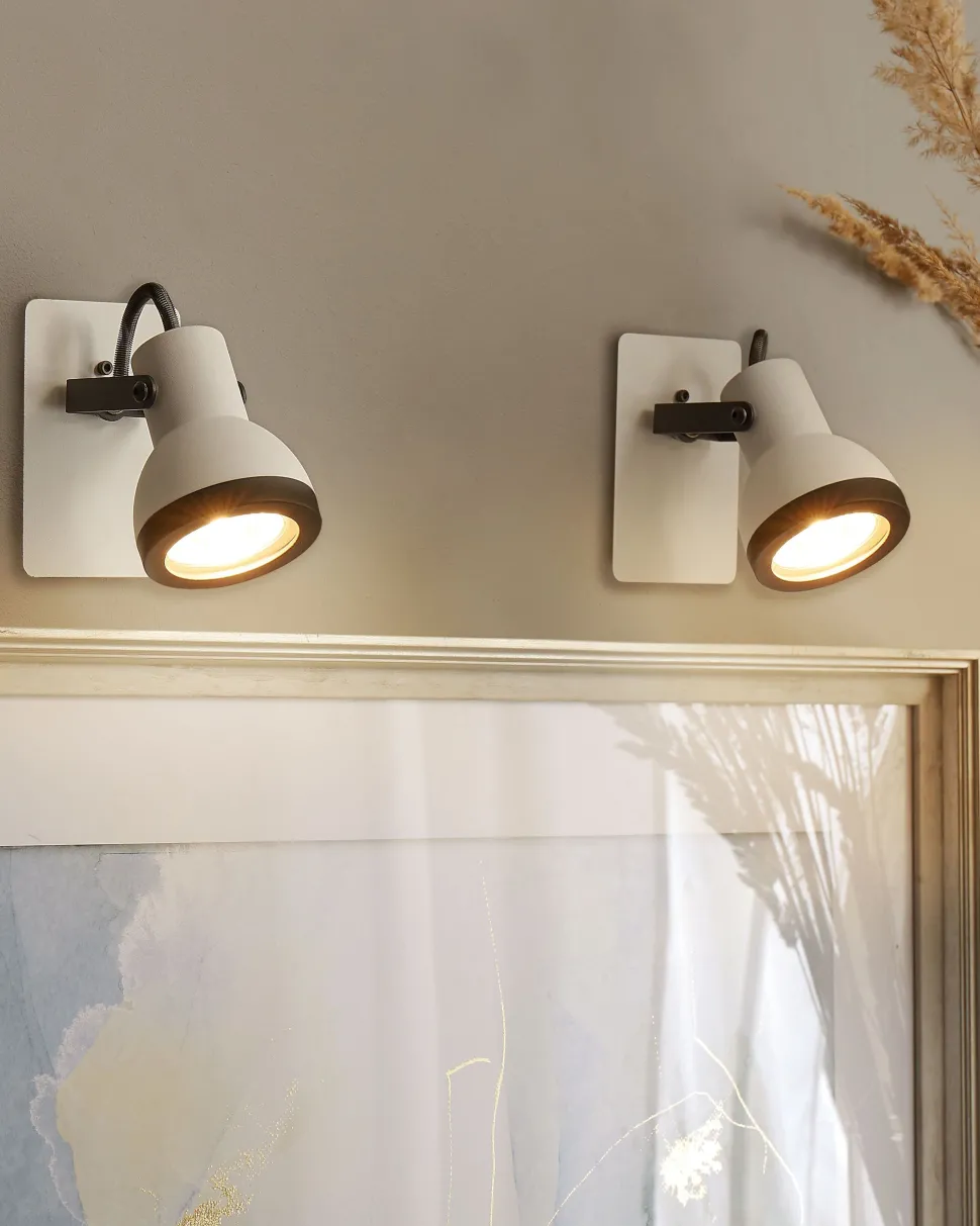 Conjunto De 2 Candeeiros De Parede Em Metal Preto E Branco Baro