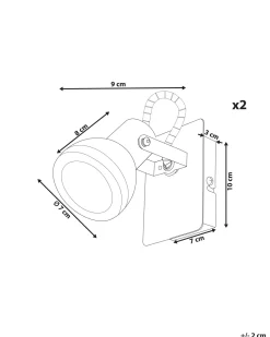 Conjunto De 2 Candeeiros De Parede Em Metal Preto E Branco Baro
