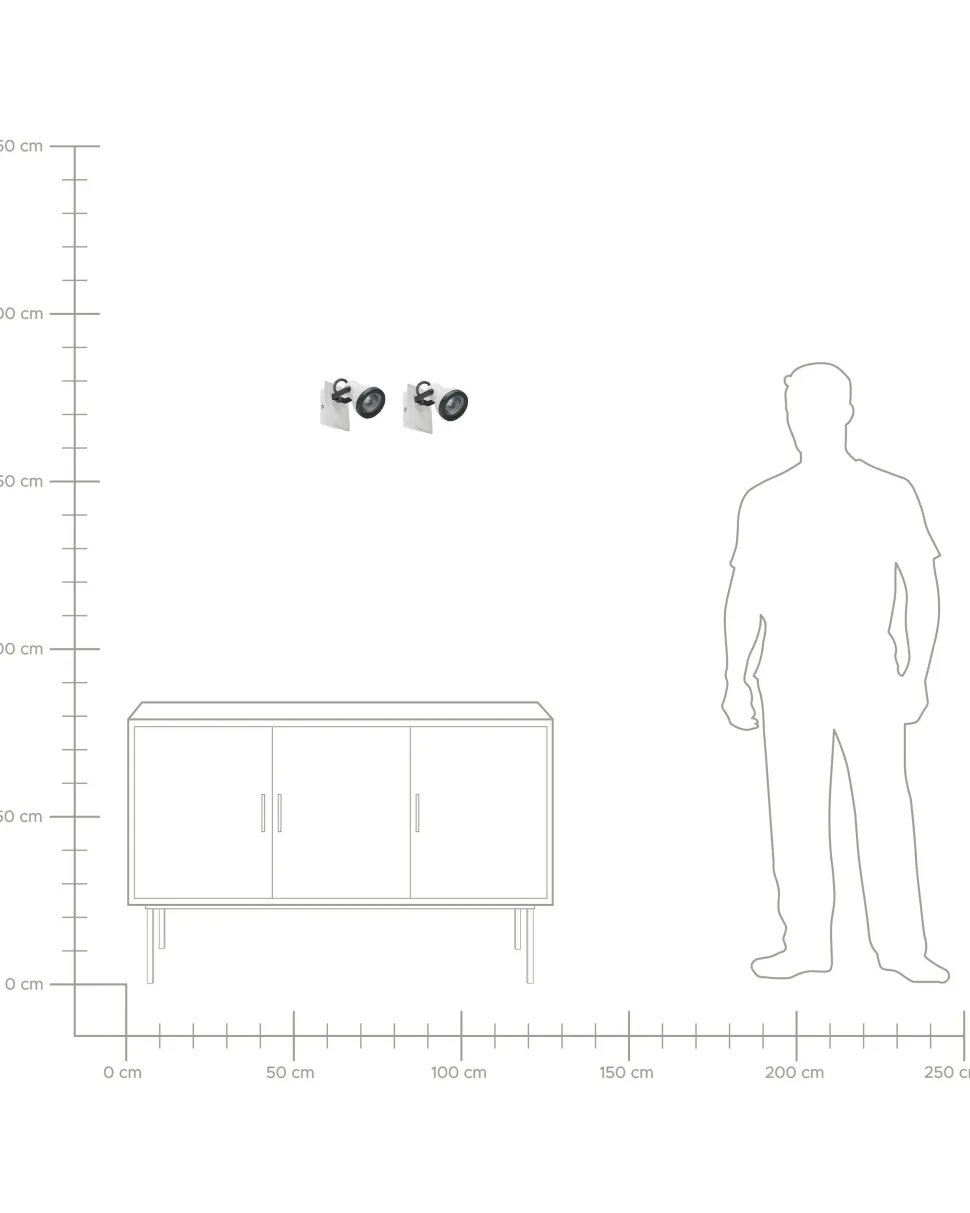 Conjunto De 2 Candeeiros De Parede Em Metal Preto E Branco Baro