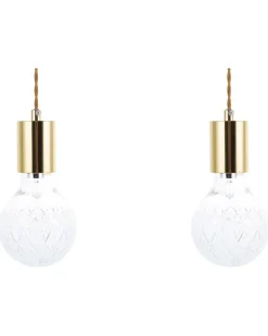 Conjunto De 2 Candeeiros De Teto Em Vidro Transparente E Dourado Anza