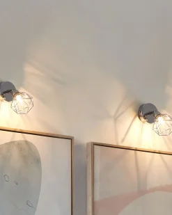 Conjunto De 2 Candeeiros De Parede Em Metal Prateado Erma