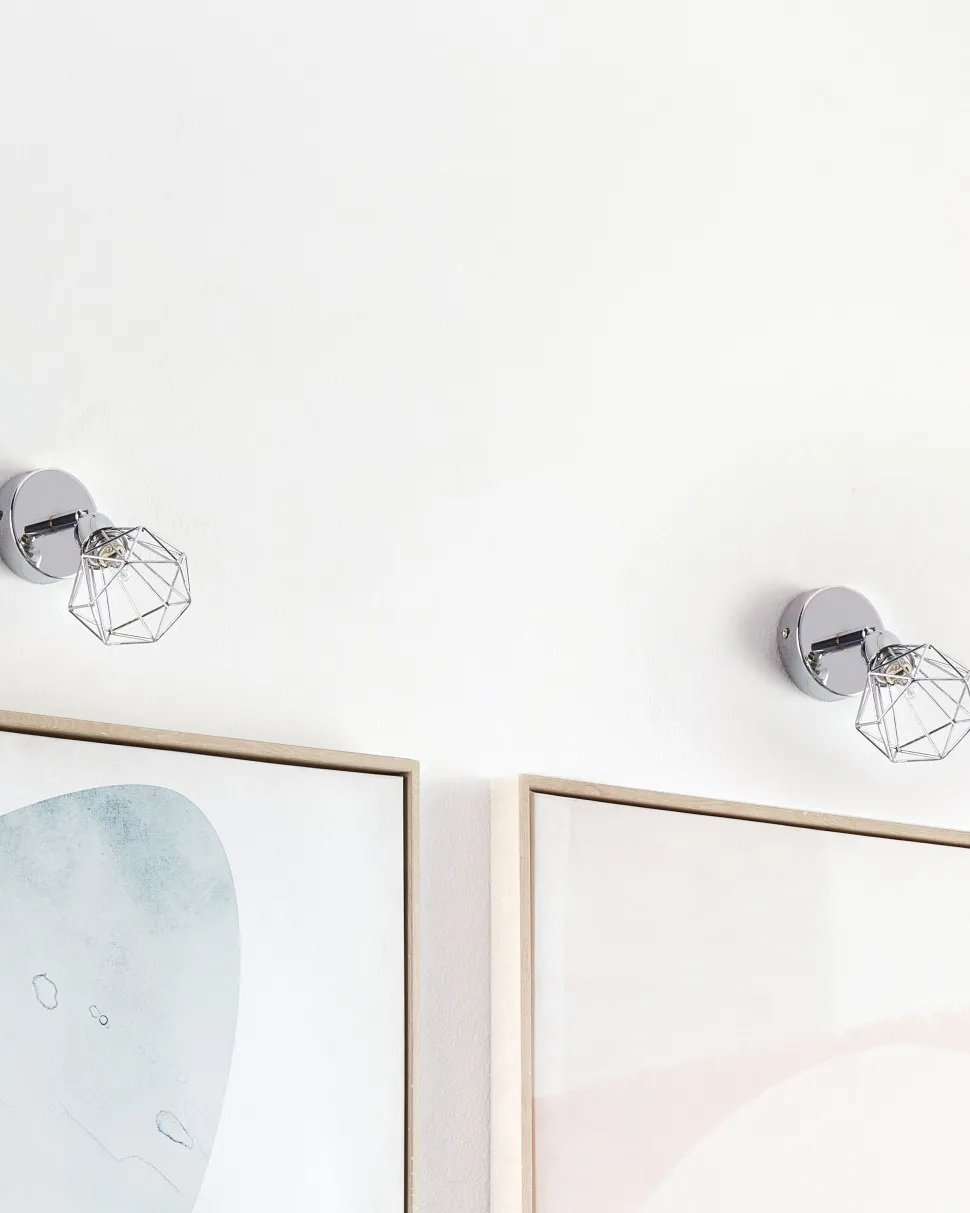 Conjunto De 2 Candeeiros De Parede Em Metal Prateado Erma