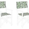 Conjunto De 2 Capas Verde E Branco Motivo Folhas Para Cadeiras Cine