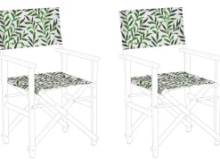 Conjunto De 2 Capas Verde E Branco Motivo Folhas Para Cadeiras Cine