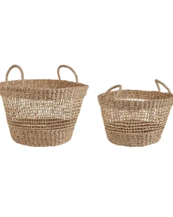 Conjunto De 2 Cestas Em Fibra De Algas Cor Natural Arowana