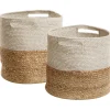 Conjunto De 2 Cestos Creme E Cinzento Naulla