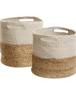 Conjunto De 2 Cestos Creme E Cinzento Naulla