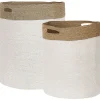 Conjunto De 2 Cestos De Algodao Branco E Creme Kardh
