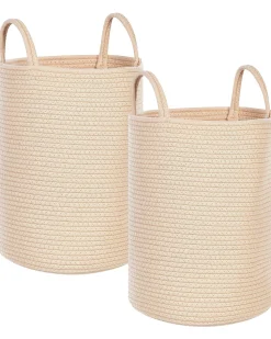 Conjunto De 2 Cestos De Algodao Creme Saryk