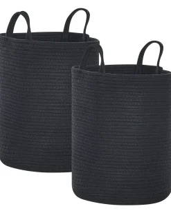 Conjunto De 2 Cestos De Algodao Preto Saryk