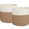 Conjunto De 2 Cestos De Algodao Creme E Branco Ardesen