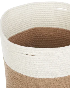 Conjunto De 2 Cestos De Algodao Creme E Branco Ardesen